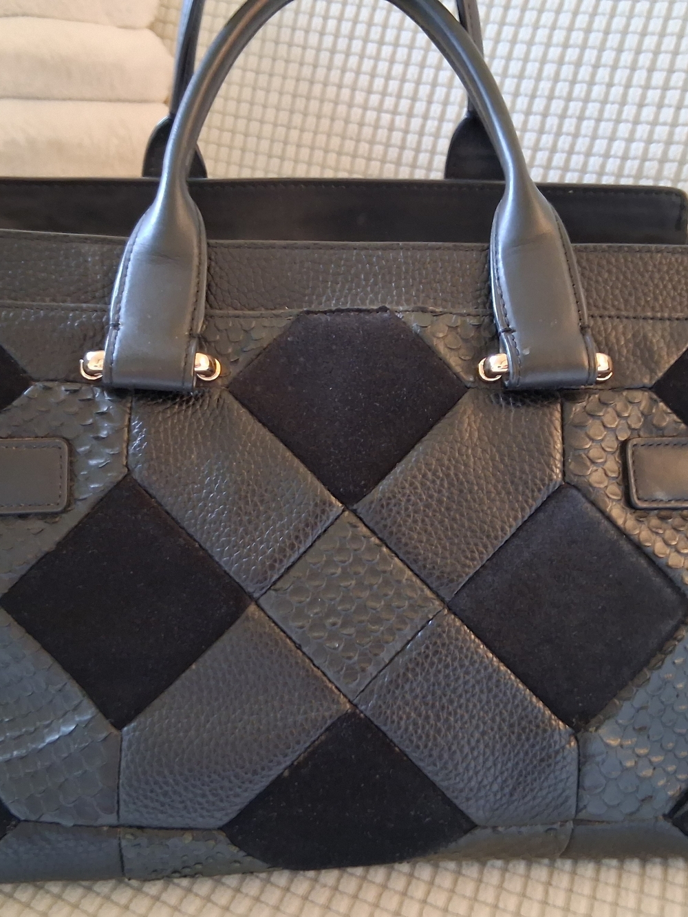 Coach Black Patchwork Leather Satchel with Gold Hardware - Picture 3 of 9